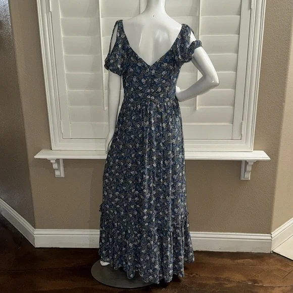 Lulus Feeling Fond Blue Floral Print Puff Sleeve Maxi Dress - Picture 8 of 12